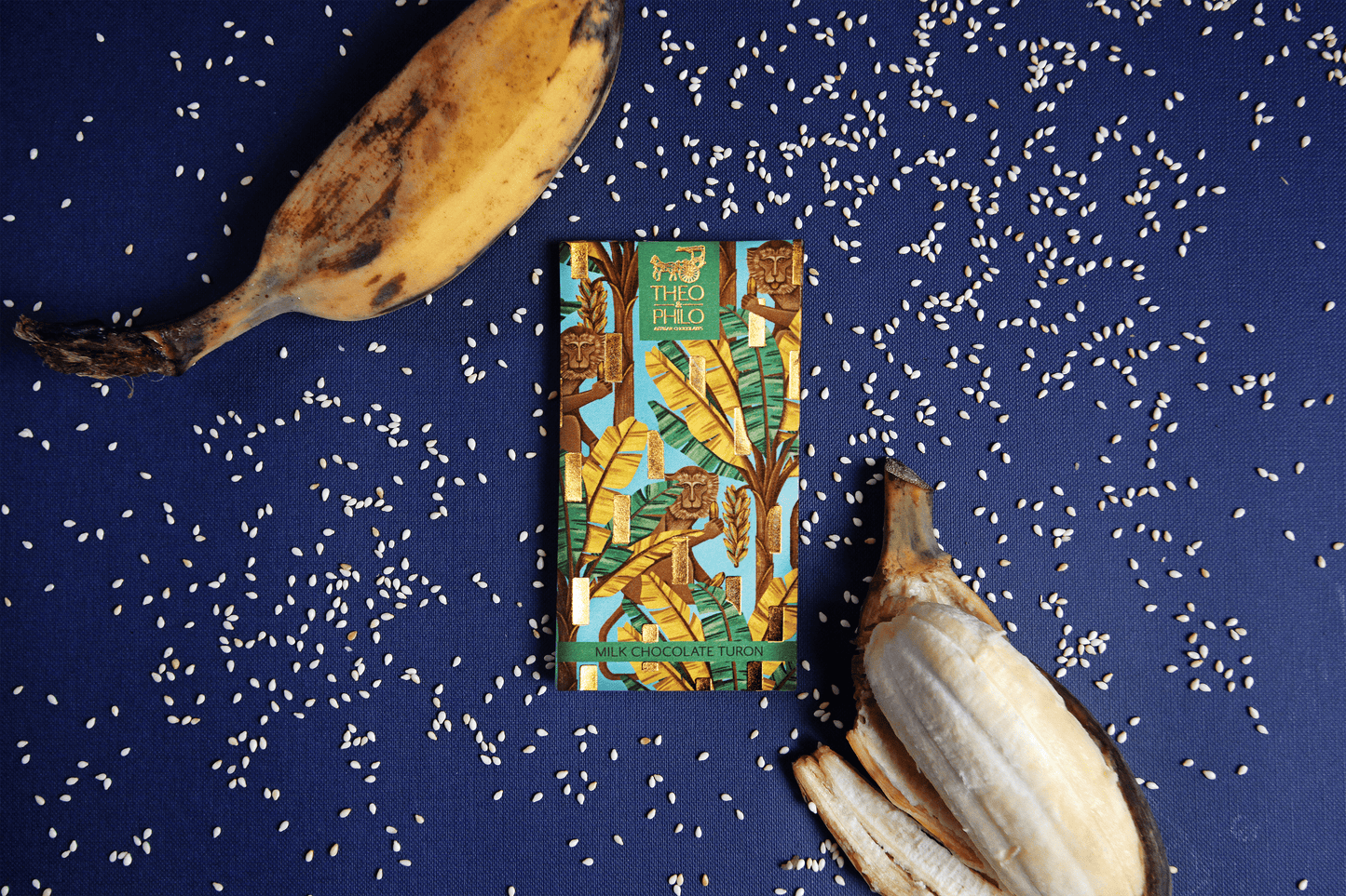 Theo & Philo Milk Chocolate Turon (Bananas, Sesame Seeds, Crispy Caramel) 45g