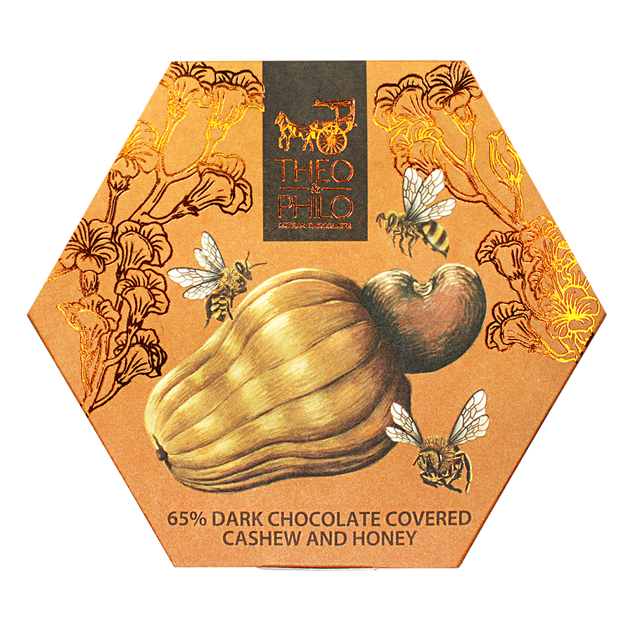 Theo & Philo 65% Dark Chocolate Covered Cashew & Honey 90g
