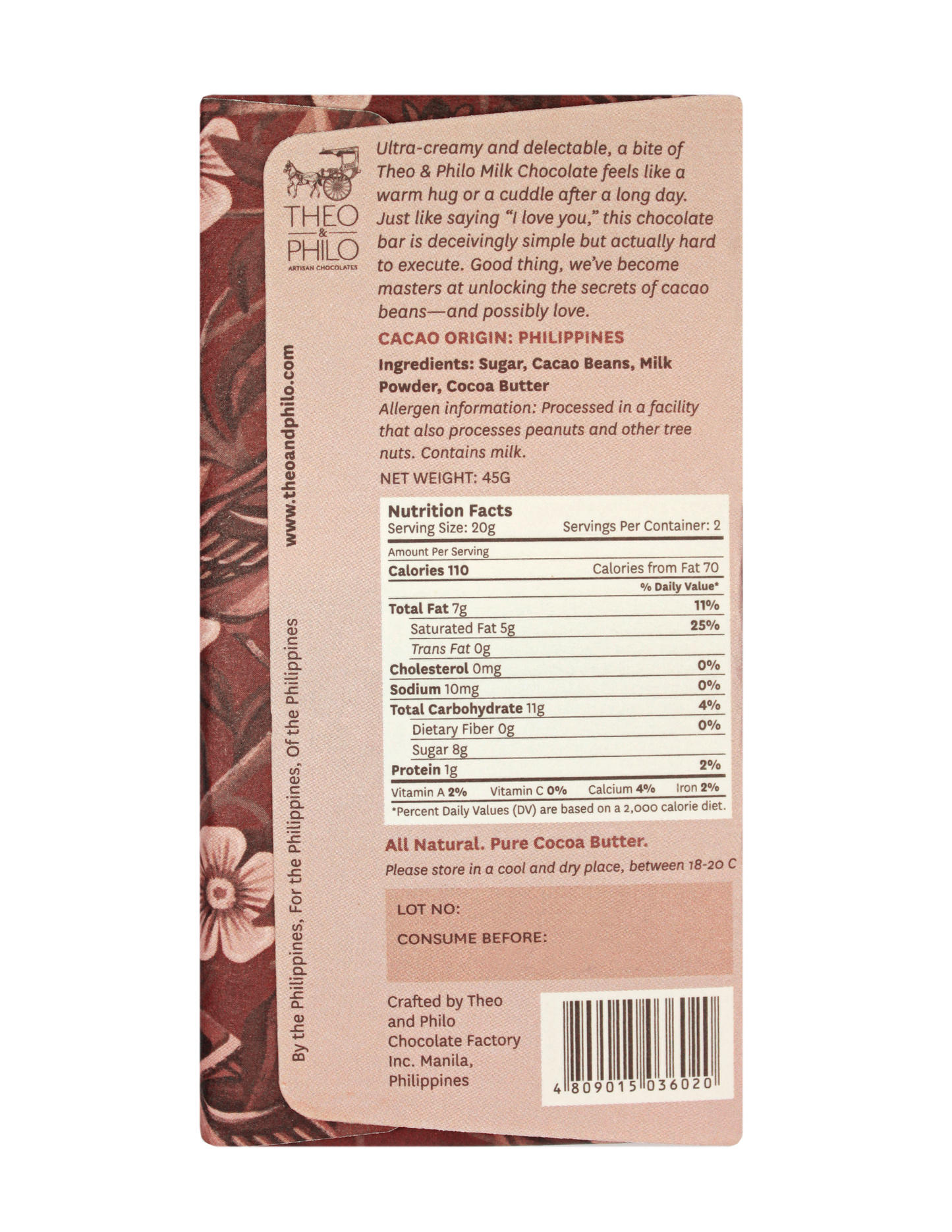 Theo & Philo Milk Chocolate 45g