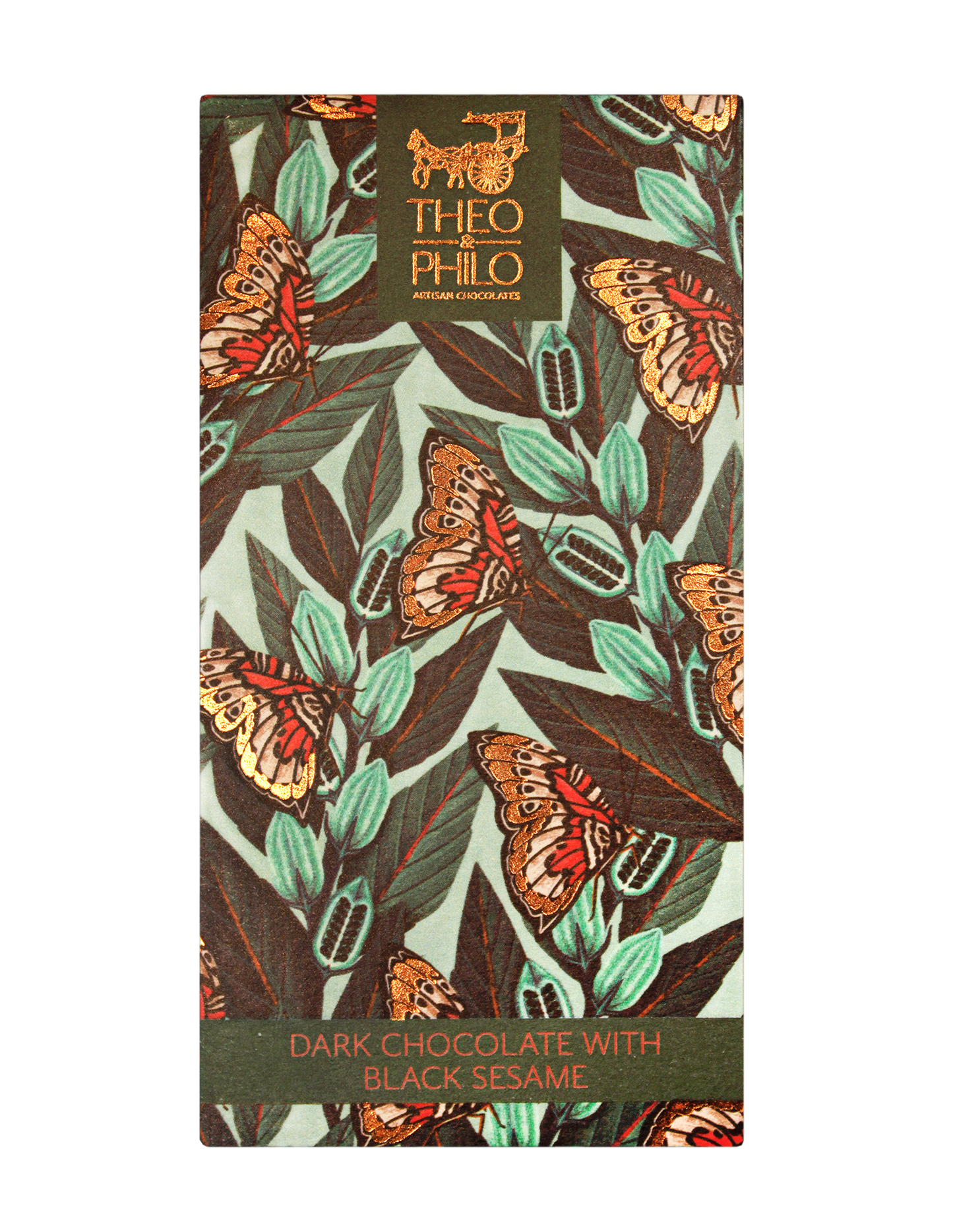 Theo & Philo Dark Chocolate With Black Sesame (Black Sesame Praline, Cashew, and Pili Nuts) 45g