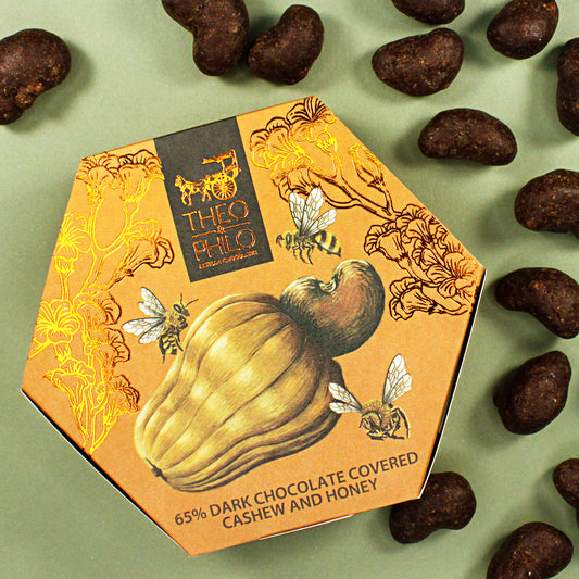 Theo & Philo 65% Dark Chocolate Covered Cashew & Honey 90g